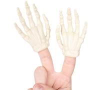 Accoutrements Archie McPhee Funny Glow-in-The-Dark Skeleton Finger Hands: Spooky Set of 2 Novelty Finger Puppets for Tiny, Eerie Gestures