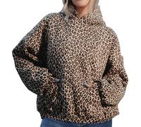 ACCPUR Leopard Print Hoodies for Women Oversized Cheetah Hooded Sweatshirt 2000s Graphic Pullover Tops Y2k Boyfriend Hoodie, Brown, Medium