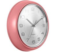 Accqura 12 Inch Kitchen Wall Clock, Metal Dial & Domed Glass, Silent Non-Ticking Quartz Movement, Vintage Modern Retro Design for Living Room, Bedroom,Office (Coral Pink)