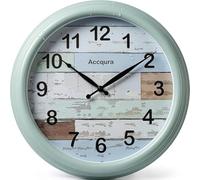 Accqura 15 Inch Outdoor Clock with Waterproof Large Battery Operated Retro Indoor Wall Clocks Decor for Patio Pool Garden Porch Fence (Mint Green)