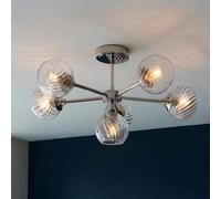 accra 6 lights semi flush ceiling light in bright nickel
