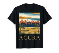 Accra Ghana Coastal Skyline Retro Travel Design T-Shirt