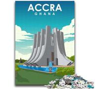Accra Ghana Travel Poster Jigsaw Puzzles for Teenagers 2000 Pieces, Challenging Game And Family Play with Matching Poster And Trivia Sheet 2000pcs(70x100cm)