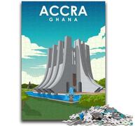 Accra Ghana Travel Poster Puzzles for Adults And Teenagers, Pattern Assembly Deal As Gifts for The Whole Family Suitable for And 14 1000pcs(50x75cm)