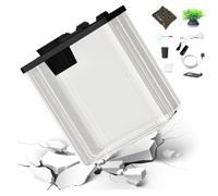 Accrilico Di Pesci - Integrated Air Pump, Mini LED Aquarium Light | Compact Modern Betta Habitat with Artificial Flowers, Soft Atmosphere Lighting for Small Crayfish, Accessories for Es