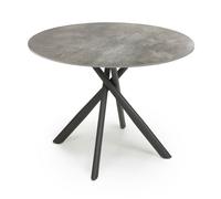 accro grey glass top dining table with metal black legs