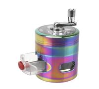 ACCROL 4 Layers Herb Grinder Hand Cranked Clear Top Grinder Crusher with Drawer Spice Grinder Spices (Color : Colorful)