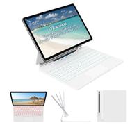 accrosoo for Samsung Galaxy Tab S10+ Plus/S9+ Plus/S9 FE+ Plus/S8+ Plus/S7+ Plus/S7 FE 12.4" Tablet Keyboard Case,Magnetic Floating Cantilever, Multi-Function Touchpad,7 Backlits,S Pen Holder,White