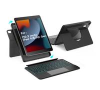 accrosoo Rotatable Detachable Magnetic Keyboard Case for 10.2-inch iPad 9/8/7 th Gen,with Large Touch Trackpad,7 Backlits,Portrait & Landscape, Full Protect,Black