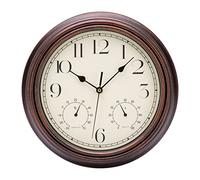 ACCSHINE Wall Clock with Thermometer and Hygrometer Silent Vintage 30cm Quartz Large Battery Operated Easy to Read for Room Home Kitchen Bedroom Office School