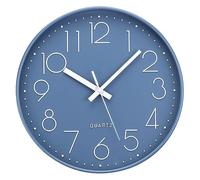 ACCSHINE Wall Clocks Modern Non-Ticking Silent 12 Inch Decro Quartz Blue Clock Battery Operated Easy to Read for Room, Home, Kitchen, Bedroom, Office, School