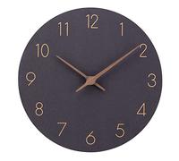 ACCSHINE Wooden 30cm Silent Wall Clocks for Home Decor Living Room Kitchen Large Number Modern Clock (12 inch, Black)