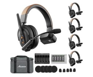 Accsoon CoMo SE 2.4GHz Full-Duplex Wireless Intercom Headset System with ENC, 400m Range, 30H Battery - 1 Host & 4 Remote For 5 Users Team Communication for Film Crew, Live Events, Video Production