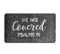 Accssoey Welcome Mats for Front Door Outdoor Entry We are Covered Psalms 91 Doormat Non Slip Rubber Mat for Home Indoor Farmhouse Funny Kitchen Rugs Patio Full Brown 30"x18"