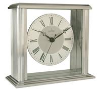 Acctim Hamilton Mantel Clock Quartz Brushed Metal & Glass Floating Effect Energy Efficient Silver