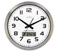Acctim 74447 Meridian Radio Controlled Wall Clock, Aluminium White