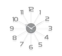 Acctim Astraea quartz wall clock 50cm pigeon grey and silver mid century modern wall clock with metal spoke design, large easy read numbers, analogue quartz clock for kitchen living room