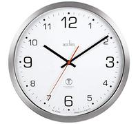 Acctim Atomik Wall Clock Non-Ticking Sweep Radio Controlled Brushed Metal Case Titanium 30cm