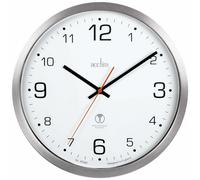 Atomik Wall Clock Non-Ticking Sweep Radio Controlled Brushed Metal Case Titanium 30cm Acctim Metallic Silver One Size