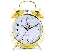 Acctim Large Bell KeyWound Saxon Gold Alarm Clock Luminous Old Style Traditional