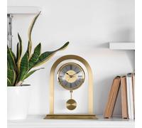 Acctim Colney Pendulum Mantel Clock Quartz Brushed Metal & Glass Energy Efficient Movement in Gold Acctim Gold