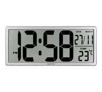 Acctim Date Keeper Jumbo LCD Digital Wall or Desk Clock With Autoset Silver - 22357