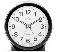 Acctim Analogue Alarm Clock Elsie - Non-Ticking Sweep Movement, Luminous Hands - Black