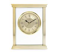 Acctim Halton Mantel Clock Quartz Polished Metal & Floating Glass Effect in Gold Acctim Gold