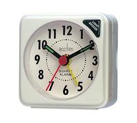 Acctim Ingot Small White Quartz Travel Time Alarm Clock Light & Snooze 25/738WB