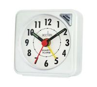 Acctim Ingot Quartz Travel Alarm Clock Light & Snooze White 25/738WBX8