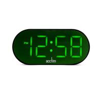Acctim Jared LED Digital Alarm Clock Battery or AC Power Supplied with 1.5m USB-C to USB-C Cable (Green LED)