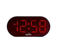 Acctim Jared Wireless LED Digital Alarm Clock Battery or AC Power Supplied with 1.5m USB-C to USB-C Cable (Red LED)