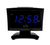 Acctim Jenson LED Digital Alarm Clock in Black with USB-C Smart Connector® Blue Display