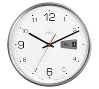 Acctim Kalendar Wall Clock Non-Ticking Sweep LCD Digital Display Energy Efficient Silver 27cm