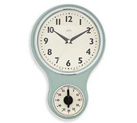 Acctim Kitchen Time Retro Quartz Timer Wall Clock Green