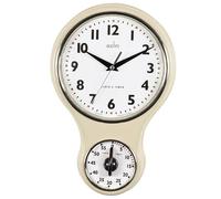 Acctim Kitchen Time Wall Clock Timer Quartz Retro Style Domed Glass Lens 20cm in Cream Acctim Cream