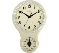 Acctim Kitchen Time Wall Clock Timer Quartz Retro Style Domed Glass Lens Cream 20cm, 1 - Pack