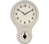 Acctim Kitchen Time Wall Clock Timer Quartz Retro Style Domed Glass Lens Cream