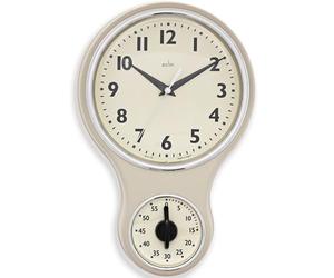 Acctim Kitchen Time Wall Clock Timer Quartz Retro Style Domed Glass Lens Cream 20cm, 1 - Pack