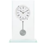 Acctim La Collina Roman Numeral Quartz Analogue Glass Pendulum Mantel Clock, 22cm, Clear