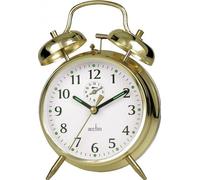 Acctim Large Saxon Double Bell Alarm Clock - Brass