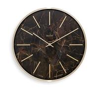 Luxe Wall Clock Quartz Brushed Metal Embossed Golden Batons Brass Hands Marble Effect 40cm Acctim Dark Grey One Size