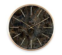 Acctim Luxe Wall Clock Quartz Brushed Metal Embossed Golden Batons Brass Hands Marble Effect 40cm in Dark Grey Acctim Dark Grey