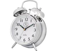 Acctim Mechanical Saxon Double Bell Alarm Round Stainless-Steel Clock - Chrome