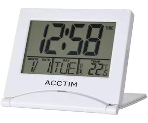 Acctim Mini Alarm Flip 2 Folding Travel LCD Battery Alarm Clock White 15782