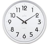 Acctim Orion Wall Clock Non Ticking Sweep Quartz Easy Read Arabic Numbers Silver/White 33cm