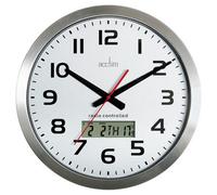 Acctim - Radio Controlled Analogue Wall Clock With Lcd Display 38Cm - Silver