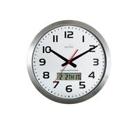 ACCTIM - Radio Controlled Analogue Wall Clock with LCD Display 38cm - Silver