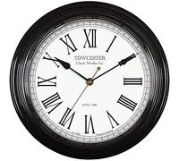 Acctim Redbourn Traditional Quartz Wall Clock. Large Roman Numerals a Metal Case and Spade Hands. Black 30cm Wall Clock