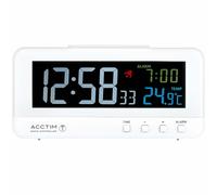 Acctim Rialto Digital Alarm Clock Radio Controlled Crescendo Alarm Thermometer High Contrast Coloured VA Display in White Acctim White